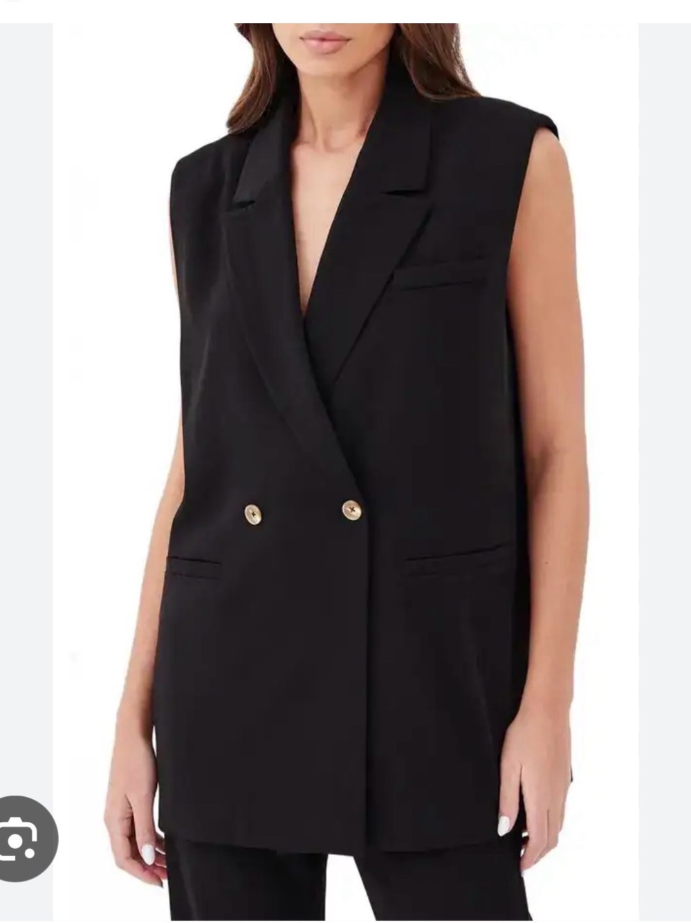 4th and Reckless Sleeveless Double-Breasted Black Blazer Vest